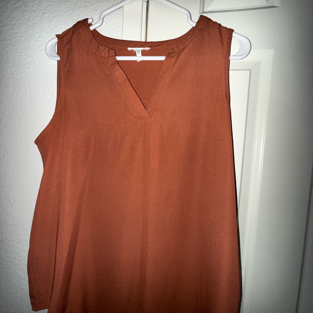 Maurices Sleeveless V-Neck Top in Rust Orange